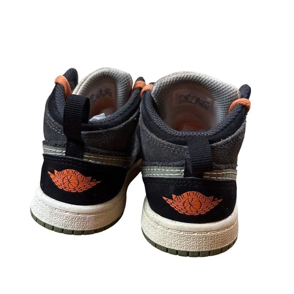 Jordan 1 Mid SE Craft Boys Black Anthracite Orange Sneakers SIZE 10C FD9093-003